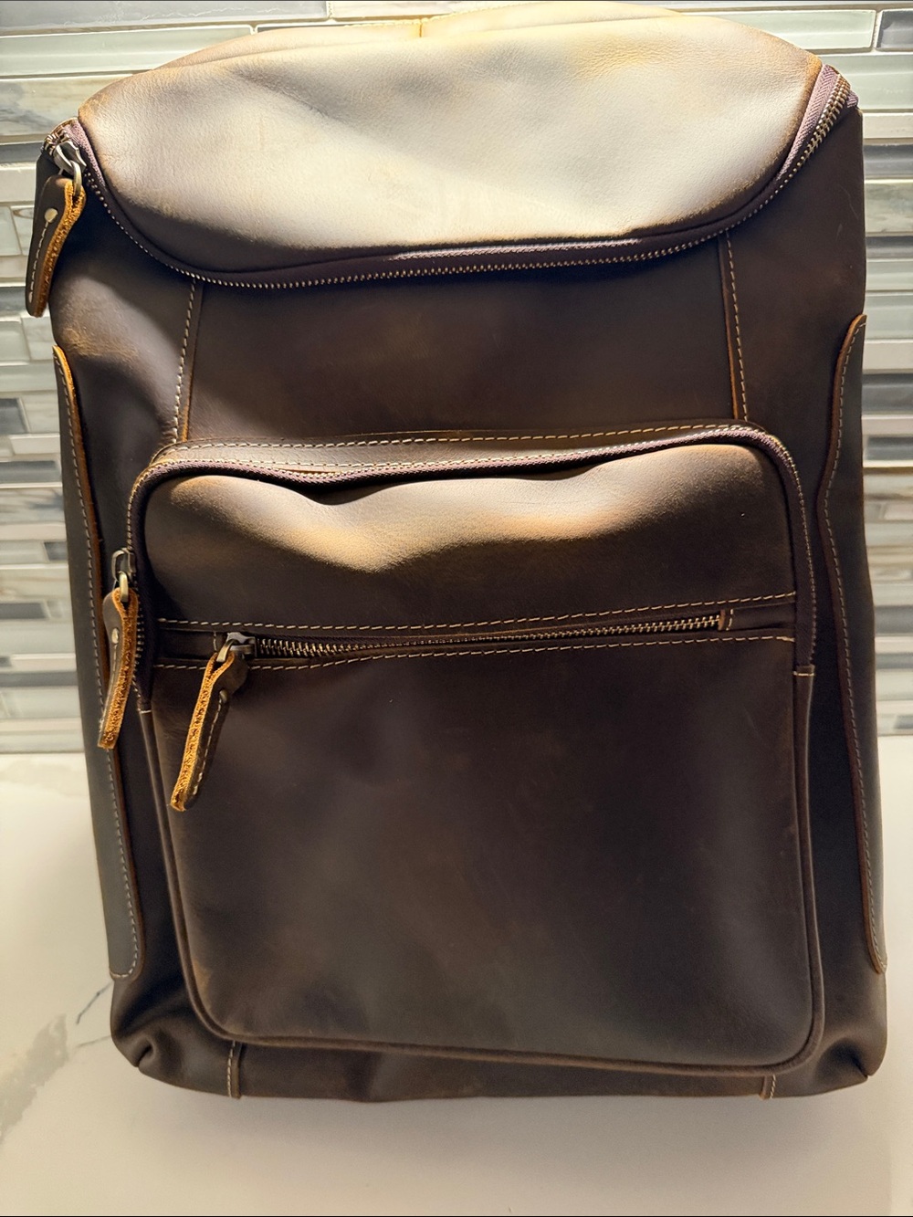 Men's Leather Backpack in Dark Brown - Classic Work & Travel Pack